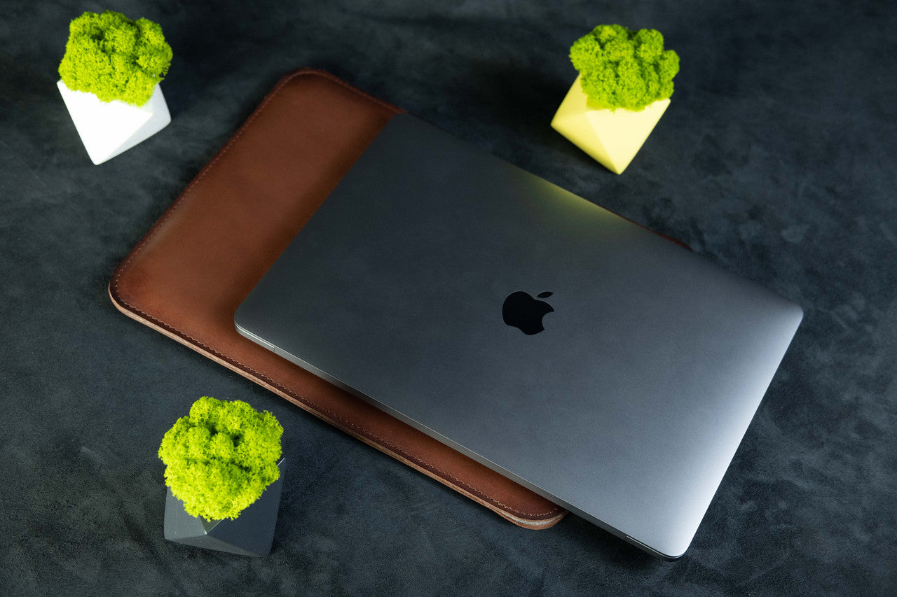 Case for MacBook leather with felt - Brown. Design #1