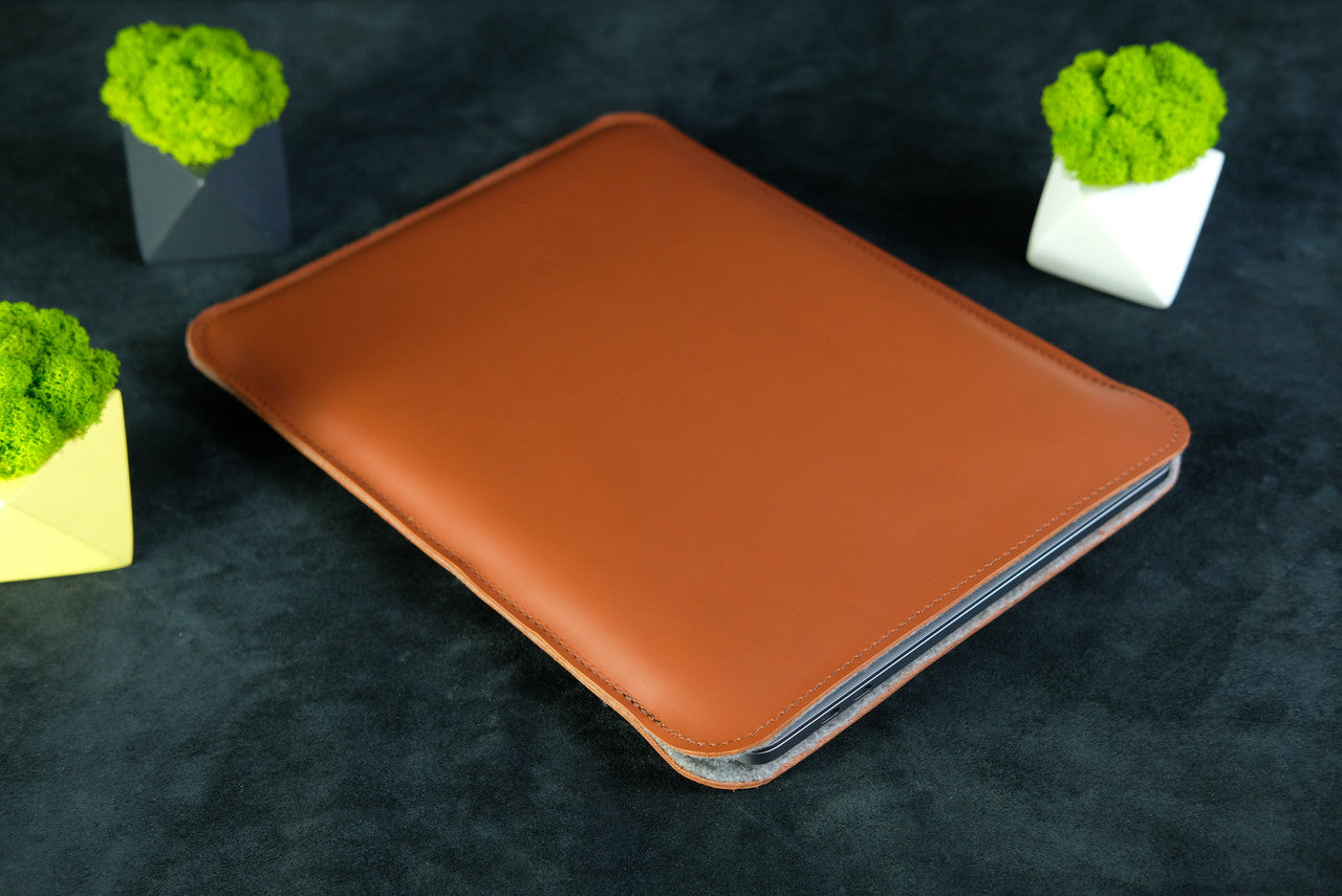 Case for MacBook leather with felt - Blue. Design #1