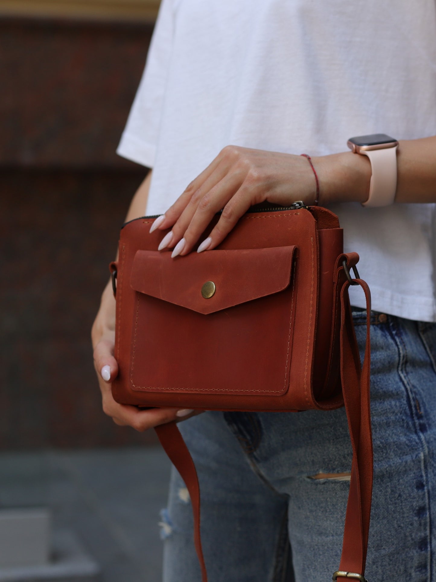 Leather handbag: "Teya" crossbody: