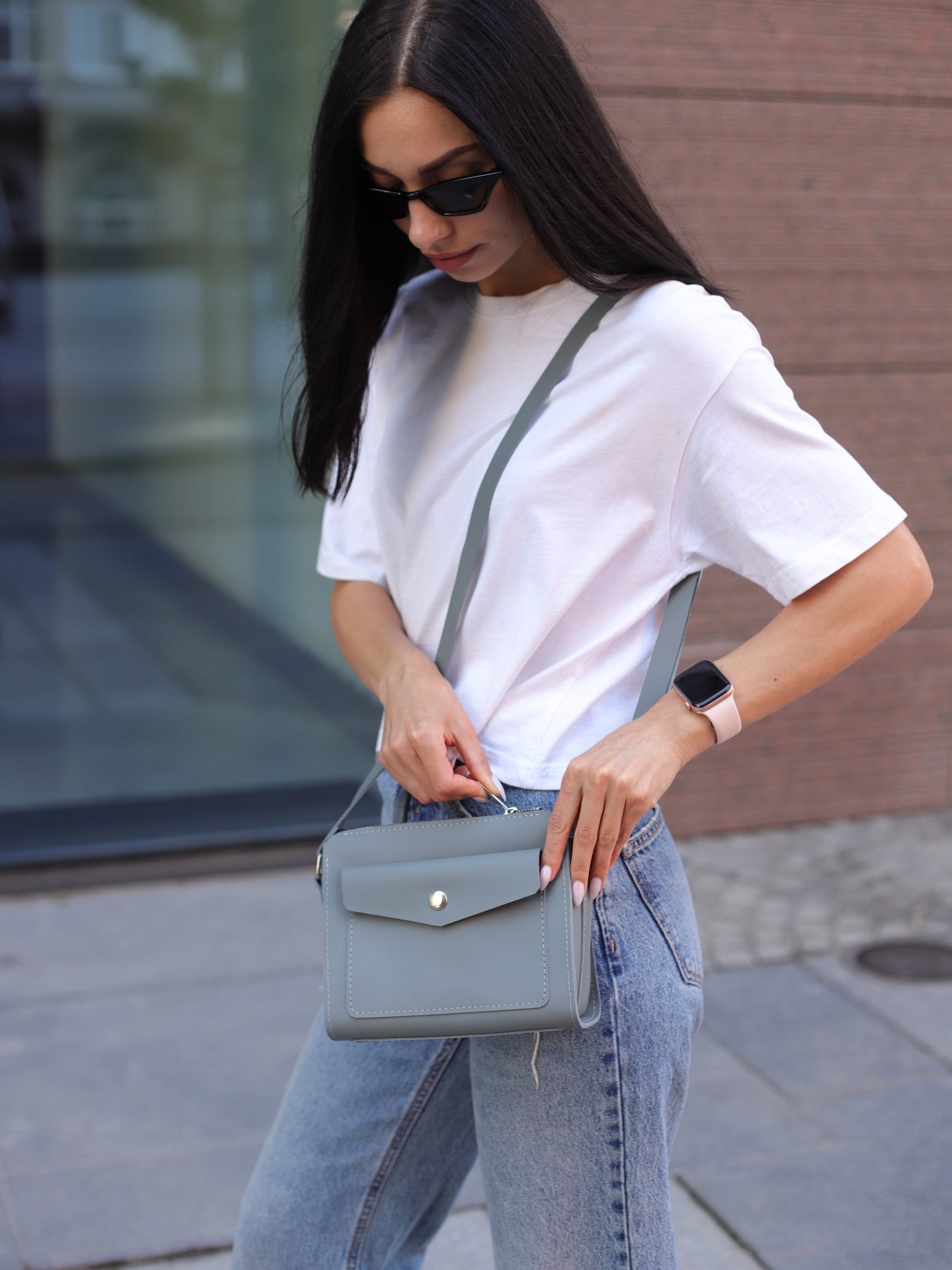 Leather handbag: "Teya" crossbody: