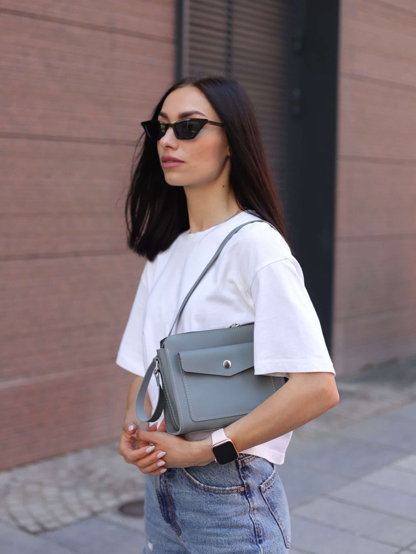 Leather handbag: "Teya" crossbody: