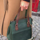 Women large Green leather handbag "Adele"