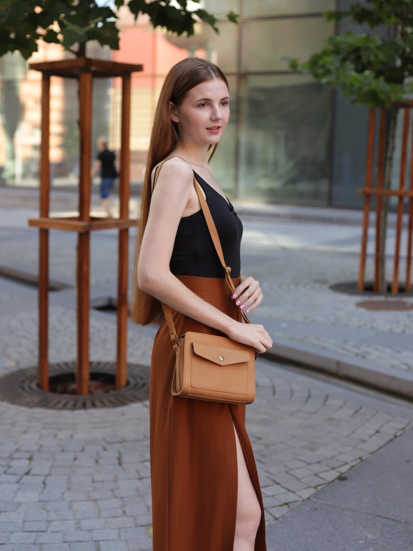 Leather handbag: "Teya" crossbody: