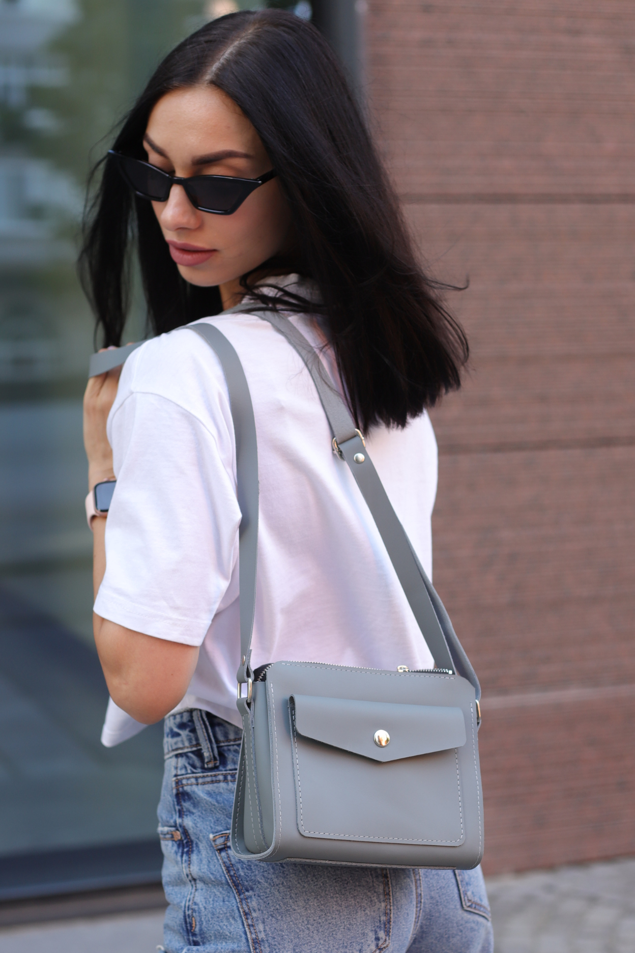 Leather handbag: "Teya" crossbody: