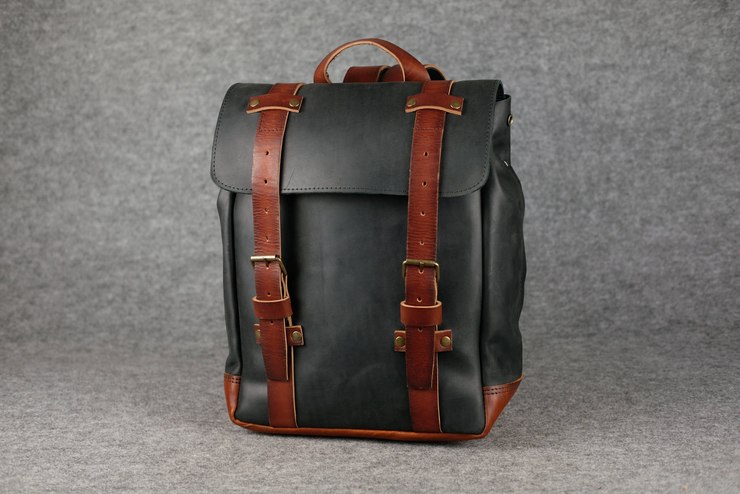 Men Backpack leather Cognac + Cognac "Hankle H1"