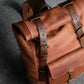 Men Backpack leather Cognac + Cherry "Hankle H42"