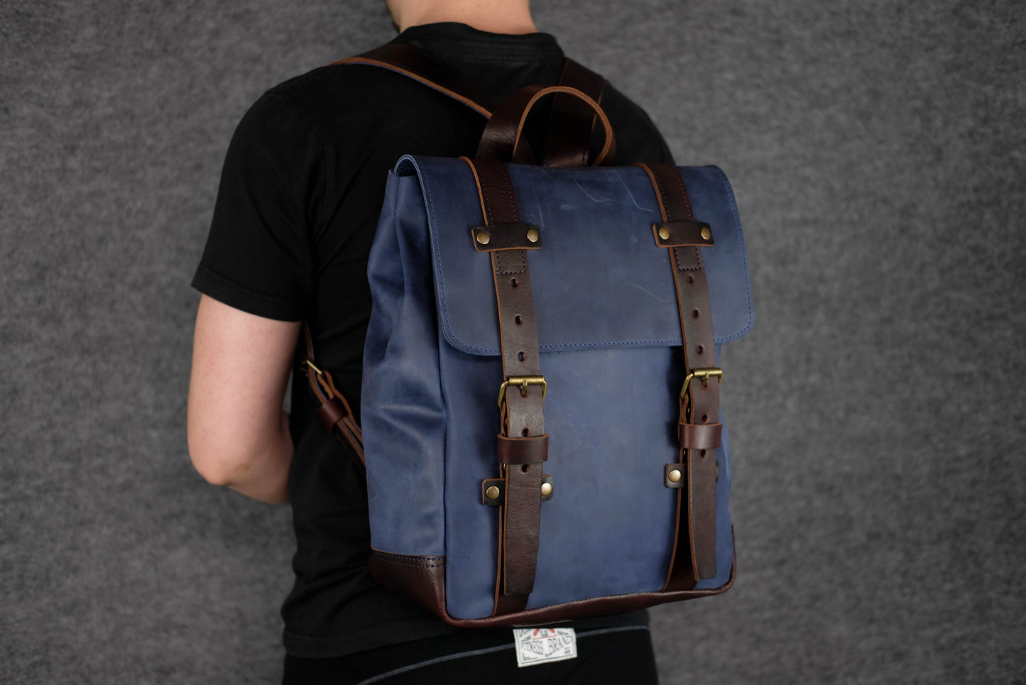 Men Backpack Blue + Cherry "Hankle H1"