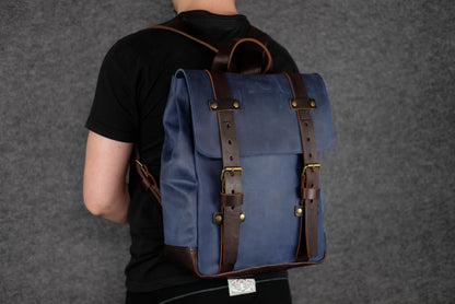 Men Backpack Blue + Cherry "Hankle H1"