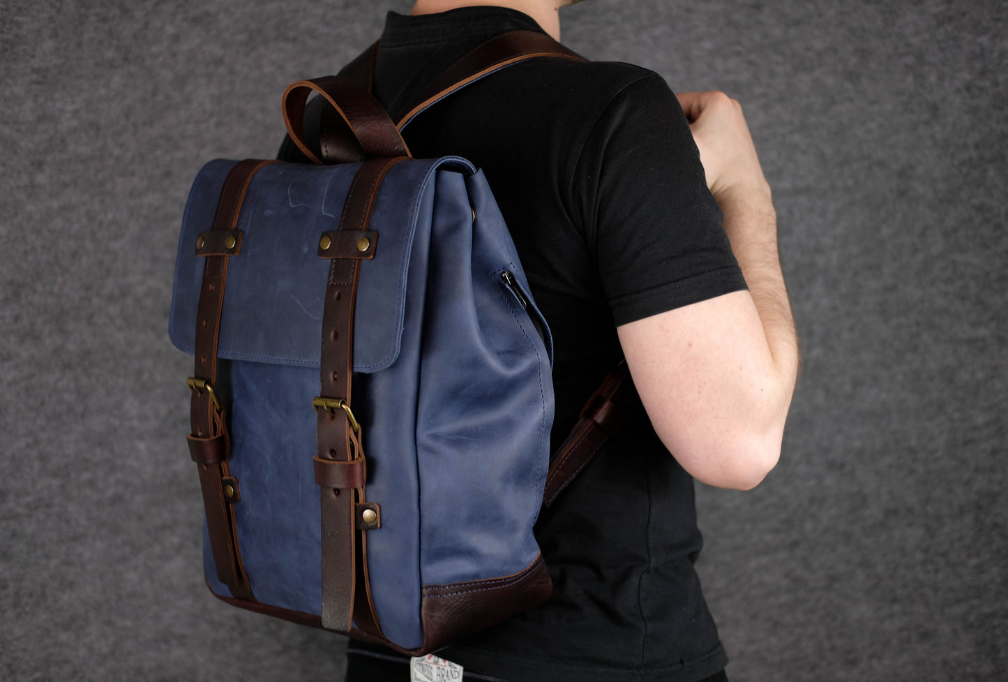 Men Backpack Blue + Cherry "Hankle H1"