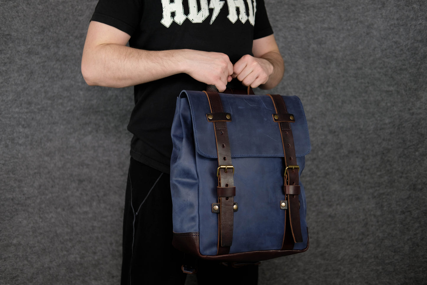 Men Backpack Blue + Cherry "Hankle H1"