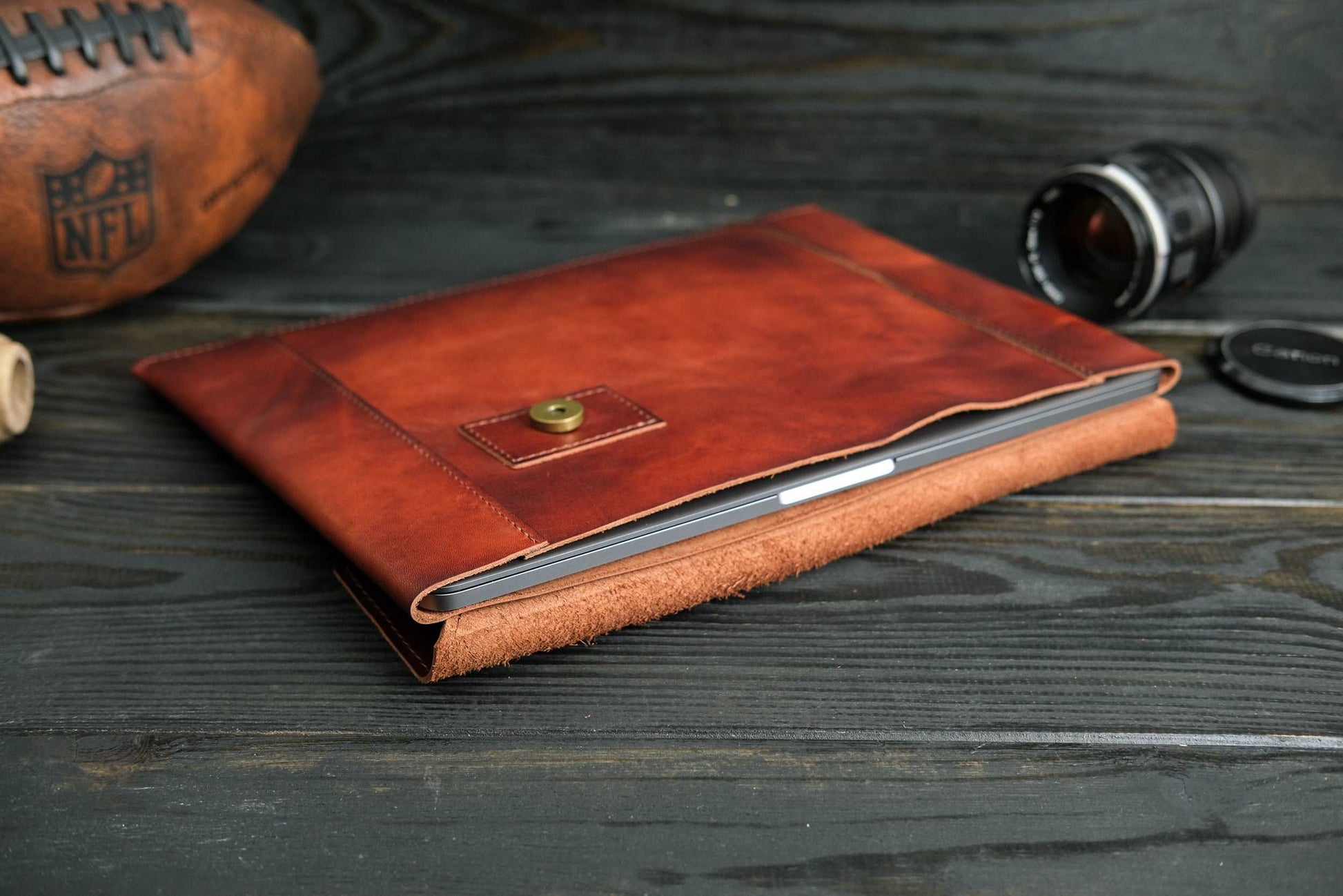 Case for MacBook leather Cherry Design №20