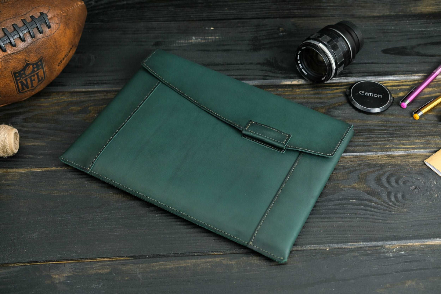 Case for MacBook leather Green Design №20