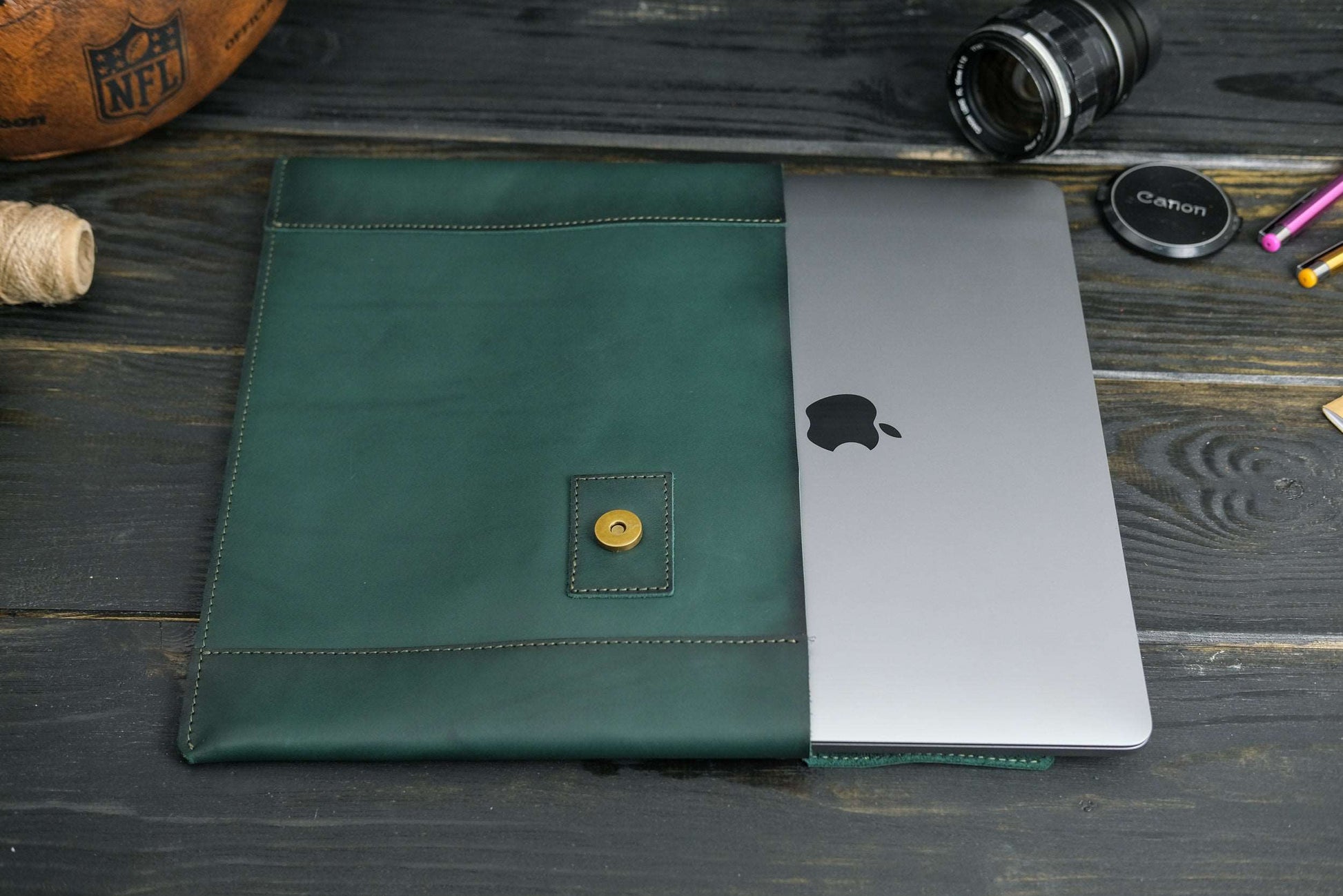 Case for MacBook leather Green Design №20