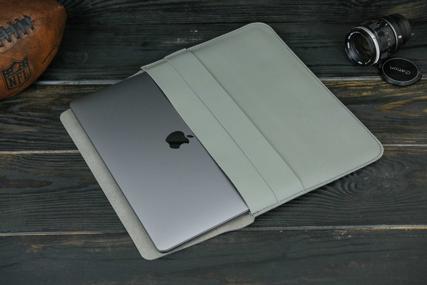 Case for MacBook leather Grey Design №24