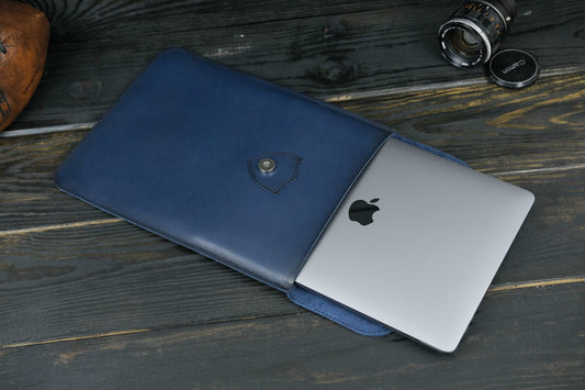 Case for MacBook leather Blue Model №36