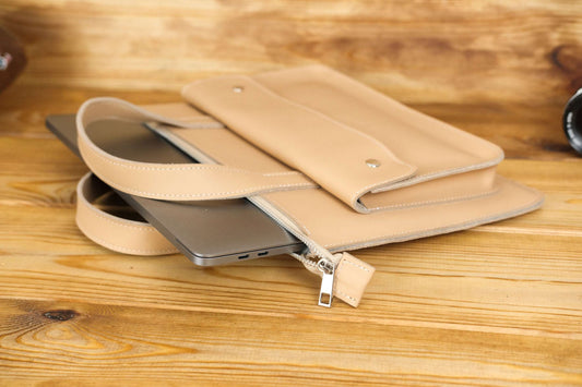 Case for MacBook leather Beige Model №42