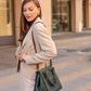 Women large Green leather handbag "Adele"