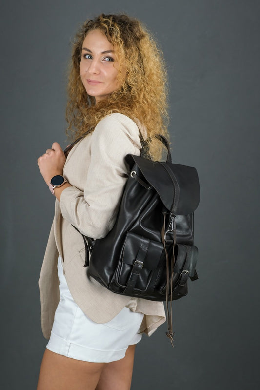 Women leather Backpack Coffee "Jane".