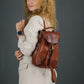 Women leather backpack Cognac "Kyiv"