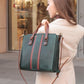 Green women's leather shopper bag