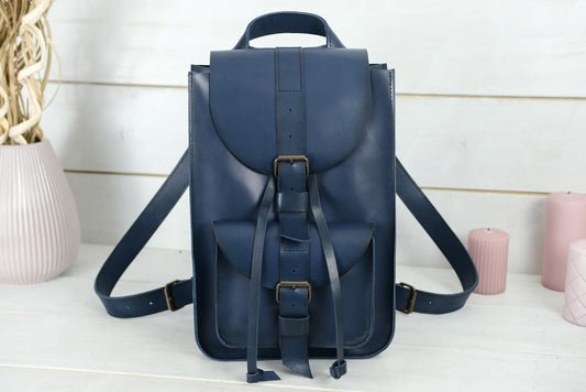 Women leather Backpack Blue "Florence".