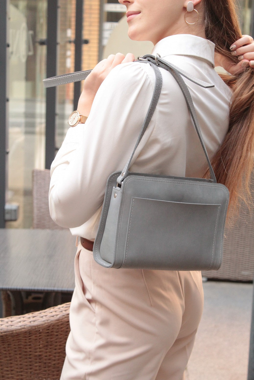 Leather women crossbody bag: "Sheri"