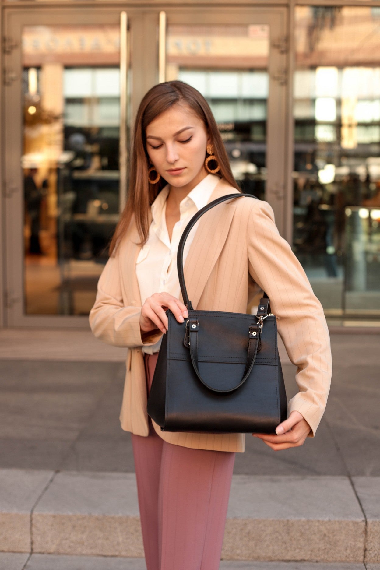 Women large Brown + purple leather handbag Adele – Bag Wow