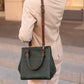 Women large Green leather handbag "Adele"