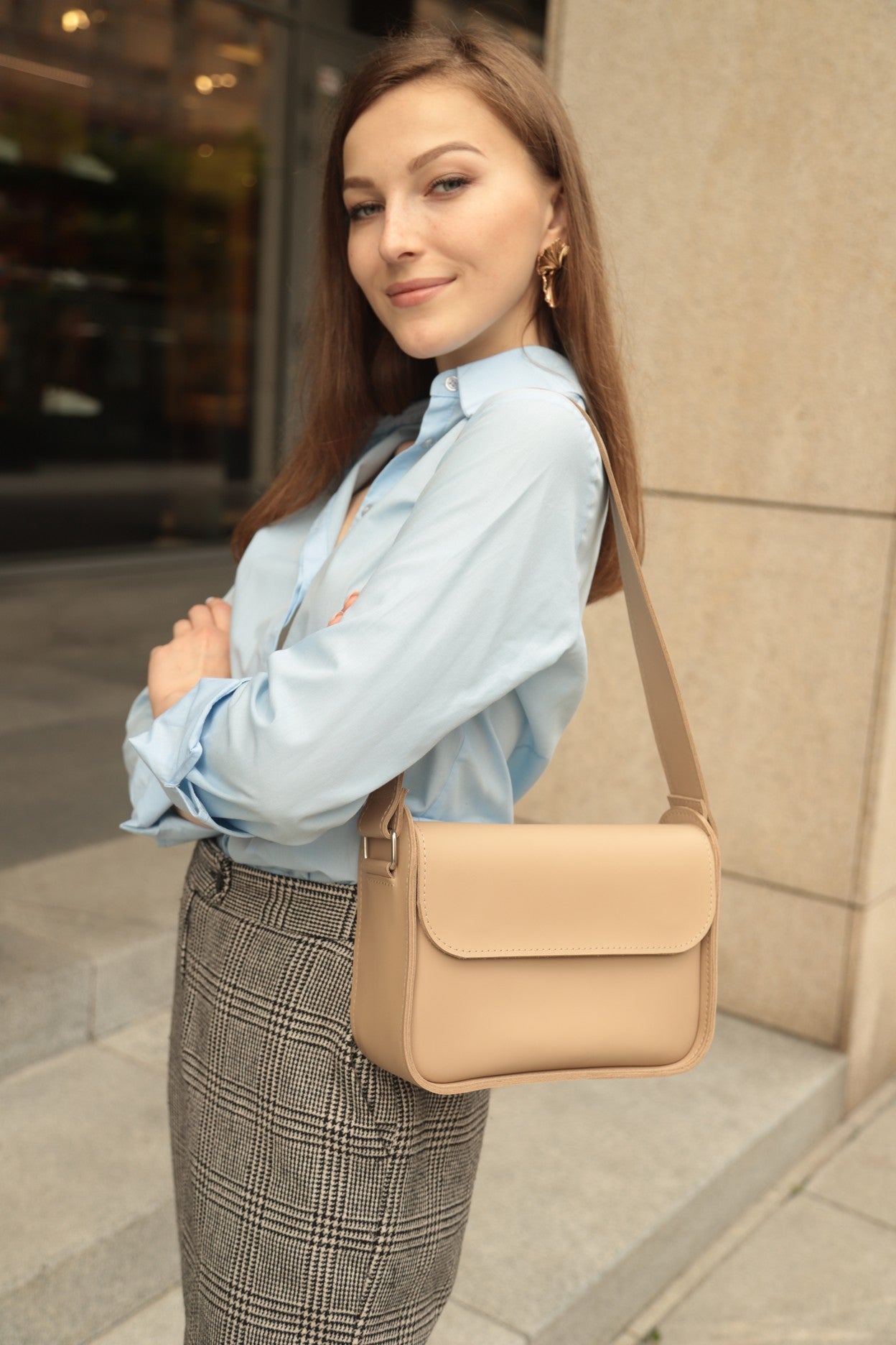 Leather women crossbody bag: "Beget XL"