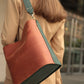 women leather bag green with brown