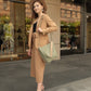 women leather bag beige with olive